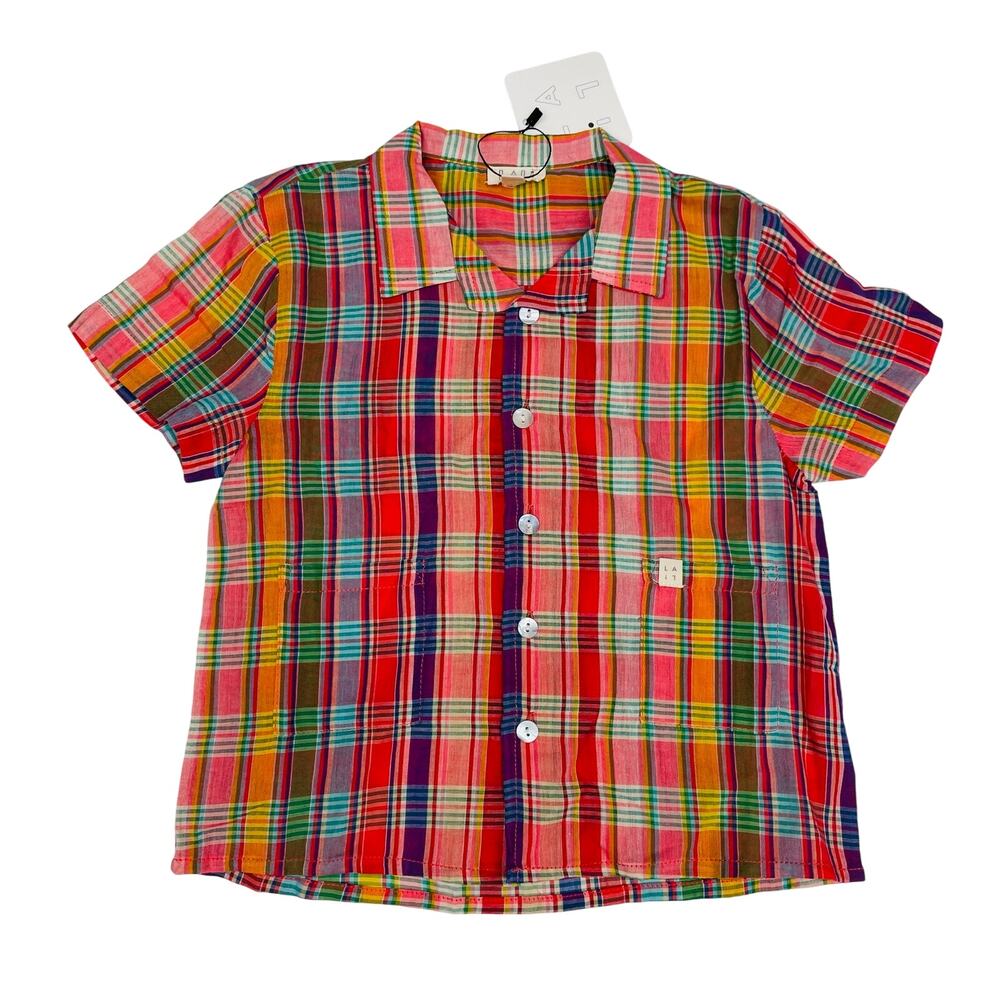 NWT Lali Size 5 Red Madras Henri Shirt